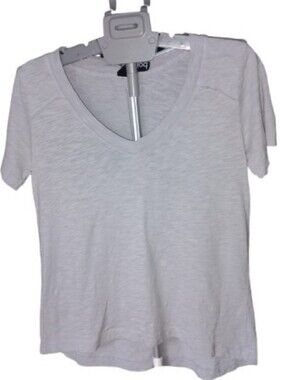 NWT Bobi Los Angeles Light Gray V-Neck Tee Casual Minimalist Basic Small